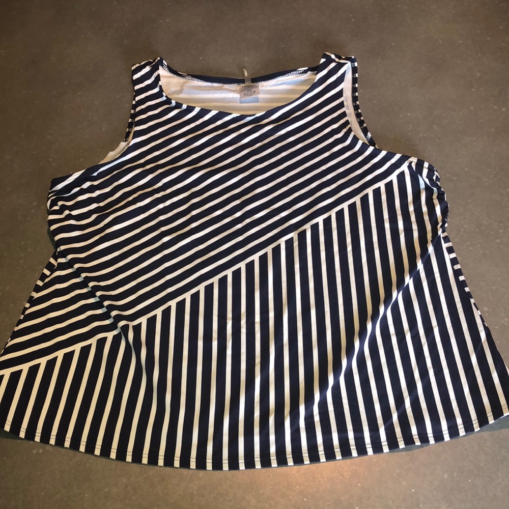 Lands’ End Navy & White Striped Athletic Tank Top